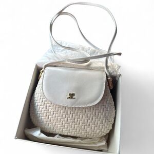 Vintage Courreges wicker & leather basket crossbody bag